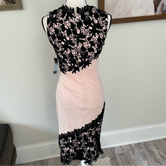 Elegant Black and Pink Lace Dress - Picture 2 of 10